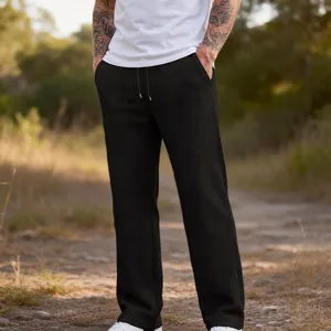 Pantaloni casual da uomo in tessuto waffle con comodo girovita con coulisse e vestibilità dritta.