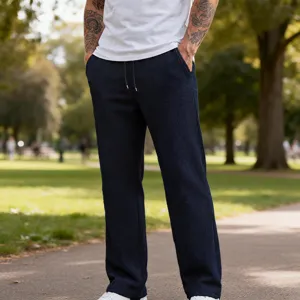Pantaloni casual in maglia waffle da uomo tinta unita con coulisse in vita gamba dritta