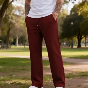 Pantaloni casual da uomo in maglia waffle taglio diritto monocolore con coulisse