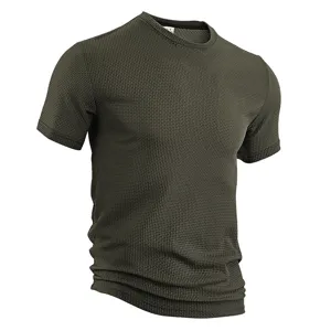 Herren Waffelstrick Kurzarm T-Shirt lässige einfarbige Sommer Eisseide atmungsaktives Top