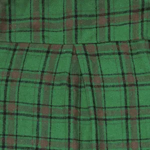 Men's flannel plaid shirt fabric detail, vintage green tartan pattern close up