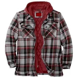 Herren Winter dicke karierte Kapuzenjacke mit gestepptem Futter und langen Ärmeln.