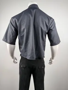 Herren gestreiftes Kurzarmhemd casual lose kurze Oberbekleidung Sommer Mode Detailansicht