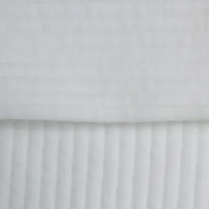 White jacquard striped fabric detail, soft texture and fine weave for apparel design.