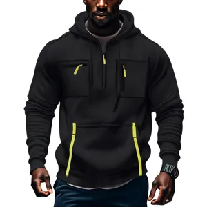 Felpa con cappuccio uomo spessa a manica lunga con zip e tasche comoda e morbida.