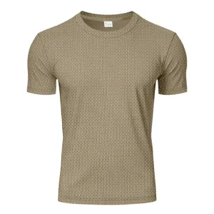 Strukturierter Stoff Kurzarm T-Shirt Detailansicht, Eisseide schnelltrocknend Nahaufnahme.