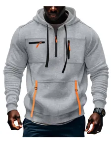 Felpa con Cappuccio e Cerniera da Uomo a Manica Lunga Spessa Abbigliamento Sportivo Casual