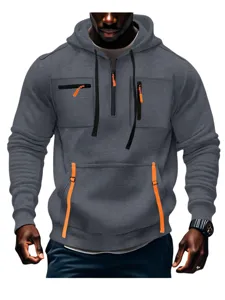 Felpa con cappuccio da uomo spessa a maniche lunghe con zip dal taglio comodo e casual