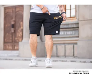 Men's casual five-point shorts loose straight sweatpants stretch short pants detail view