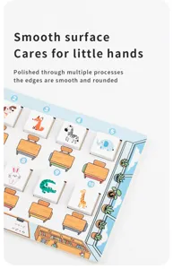 Kids wooden math toy puzzle animal and number matching early educational game detail view