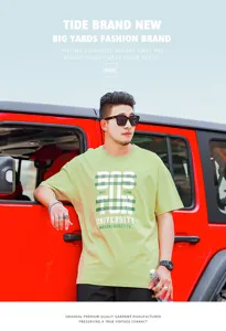 Summer mens casual loose crewneck short sleeve t-shirt with boston university print.