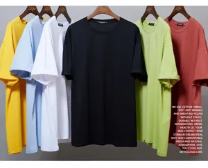 Casual loose solid color short sleeve t-shirt for men, comfortable breathable cotton top.