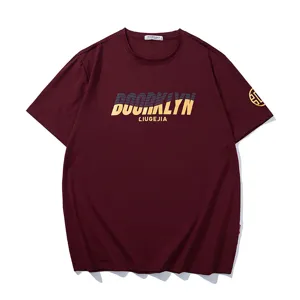 Men Fashion Plus Size Cotton Blend T-Shirt Summer Loose Graphic Gilded Letter Print Short Sleeve Round Neck Casual Top