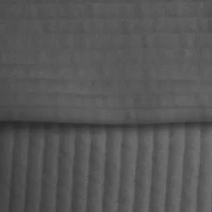 Close-up detail view of dark grey textured knit fabric showcasing distinct stripes.
