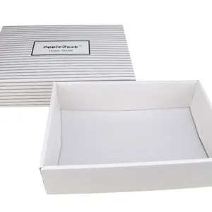 Detailed close-up of the thick striped gift box lid and white base storage container.