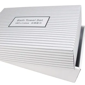 Thickened Paper Gift Box Striped Packaging Box For Home Textile Towel Set Luxury Hot Stamping Gift Packaging Storage