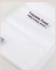 Frosted plastic packaging bag for single towel, clear matte texture and premium print.