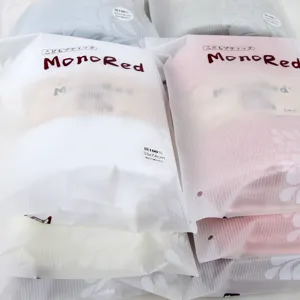 Monored towel packaging bag 100% cotton 33x74cm single piece frosted plastic design.