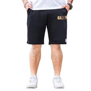 Men casual black shorts loose straight fit stretch summer streetwear comfortable apparel basic.
