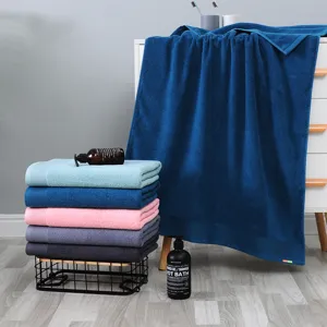 Soft cotton bath towel set, thick and absorbent cloud loop design for home bathroom use.