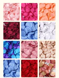 Various colors of artificial silk rose petals for wedding decoration and romantic events