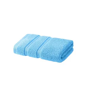 Light blue pure cotton square towel household plain hand towel soft and absorbent daily use.