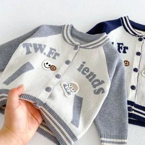 Cardigan en tricot pour enfants automne élégant pull garçon tout-petit vêtement décontracté