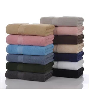 Pure cotton solid color bath towel set soft absorbent hotel home multi-color stacked towels