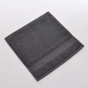 Dark grey pure cotton face washcloth soft absorbent towel for daily home bathroom use.