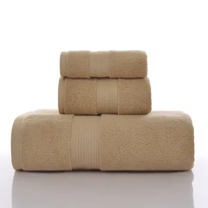 Reine Baumwolle Handtuch Set, einfarbiges 3-teiliges Set fuer Bad und Gesicht, saugfaehig.
