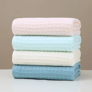 Soft pure cotton waffle weave bath towel set in multi-colors, highly absorbent and breathable.