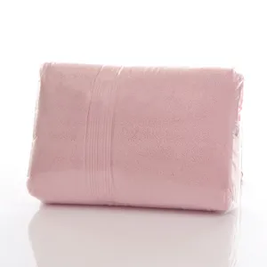 Pink cotton bath towel set soft absorbent home daily use solid color textile main image