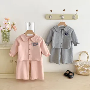 Mädchen Herbst Langarm Hemd und Hose zweiteilig Set stylische Kinderbekleidung