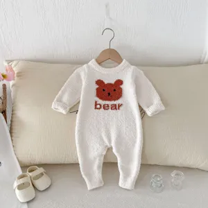 Thickened warm baby romper autumn winter long sleeve cute fleece baby jumpsuit clothing outfit