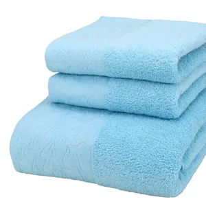 Cotton jacquard bath towel and face towel 3-piece set, soft, absorbent, and comfortable.