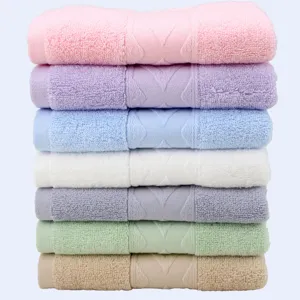 Pure cotton diamond jacquard bath towel soft absorbent solid color towel stack bulk wholesale