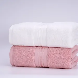 Zuiver Katoen Badhanddoek Effen Kleur Geweven Rand Kwaliteit Zacht Absorberend Grote Badhanddoek Voor Thuis Badkamer