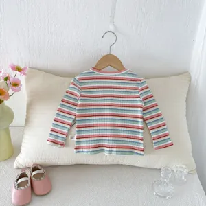 Cute baby striped knit top long sleeve cotton infant toddler everyday casual shirt clothing