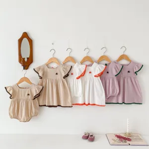Baby Girls Summer Cotton Romper Dress Ruffle Sleeveless Cute Infant Toddler Daily Casual Outfit Clothes