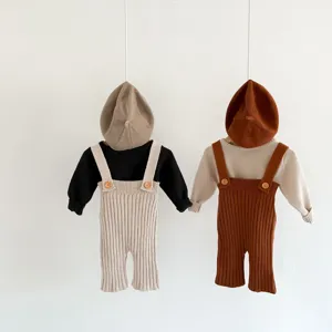Zuigeling Peuter Baby Gebreide Bretels Broek En Top Lente Herfst Katoen Casual Kleding Kinderkleding