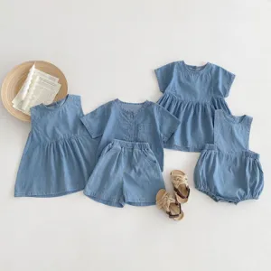 Summer baby denim clothing set soft cotton toddler shorts dress toddler romper new
