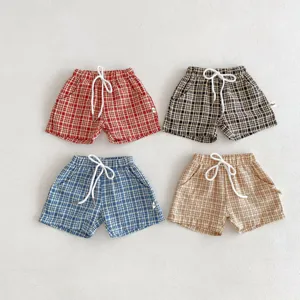 Bébé été carreaux décontracté short nourrisson mignon léger coton bas pour enfants