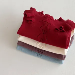 Cute baby knitted sweater set with adorable ruffle fly sleeves, perfect for autumn and winter daily wear.