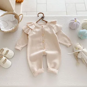 Baby knit romper detail cozy autumn long sleeve baby clothes infant cute apparel cute style