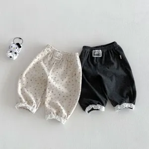 Toddler girls spring floral casual pants cute cuffed bloomers comfortable cotton baby trousers