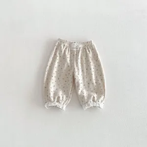 Toddler girls floral bloomers detail, elastic waist with cute lace cuffs, soft spring casual pants