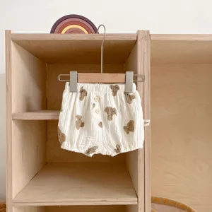 Schattige baby pofbroek beren print katoenen gaas ademend zomer peuter korte broek.