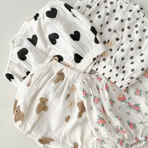 Leuke katoenen gaas pofbroekjes voor baby's in de zomer schattige ademende korte broek