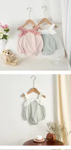 Kleinkind Sommer gestreifter Rüschenträger Strampler süßer Baby Overall bequeme Kleidung
