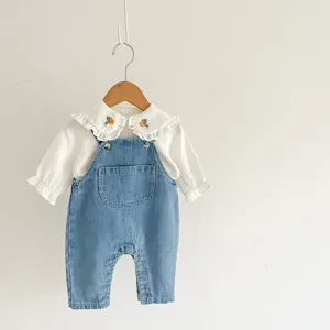 Infant Baby Girls Cotton Overalls And Long Sleeve Blouse Fall Toddler Cute Clothing Set